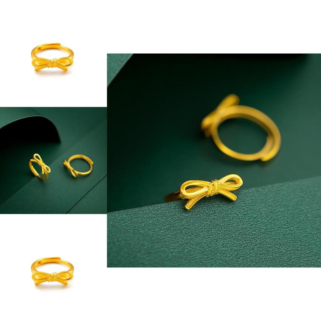 Luxurious Gold Coated Bowknot Ring For Women Trendy Fashion Accessory Gift