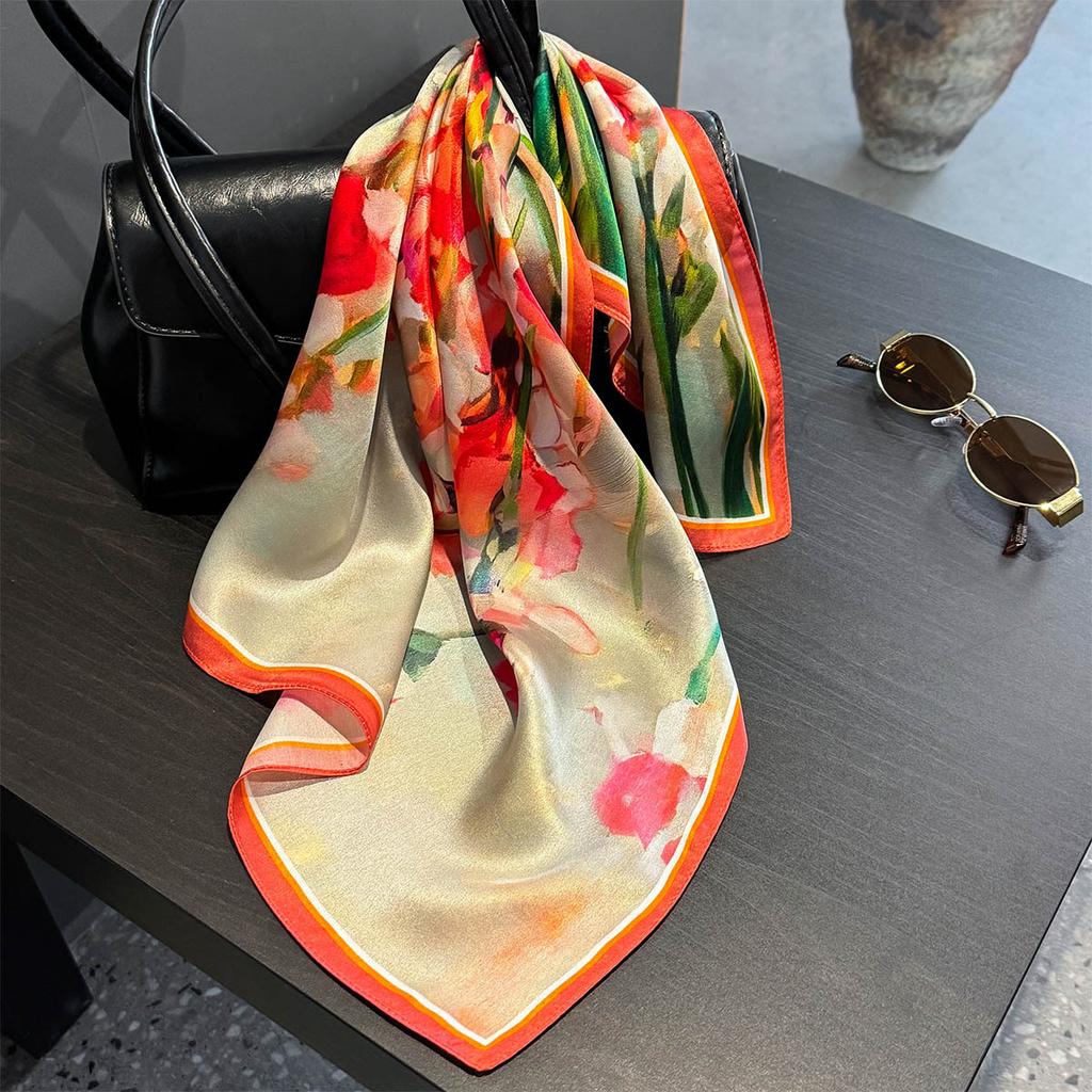 Brand 100% Pure Silk Scarf Women Neck Hair Foulard Square Headband Scarves Bandana Fashion Hijab Poncho Scarves Pashmina Shawl