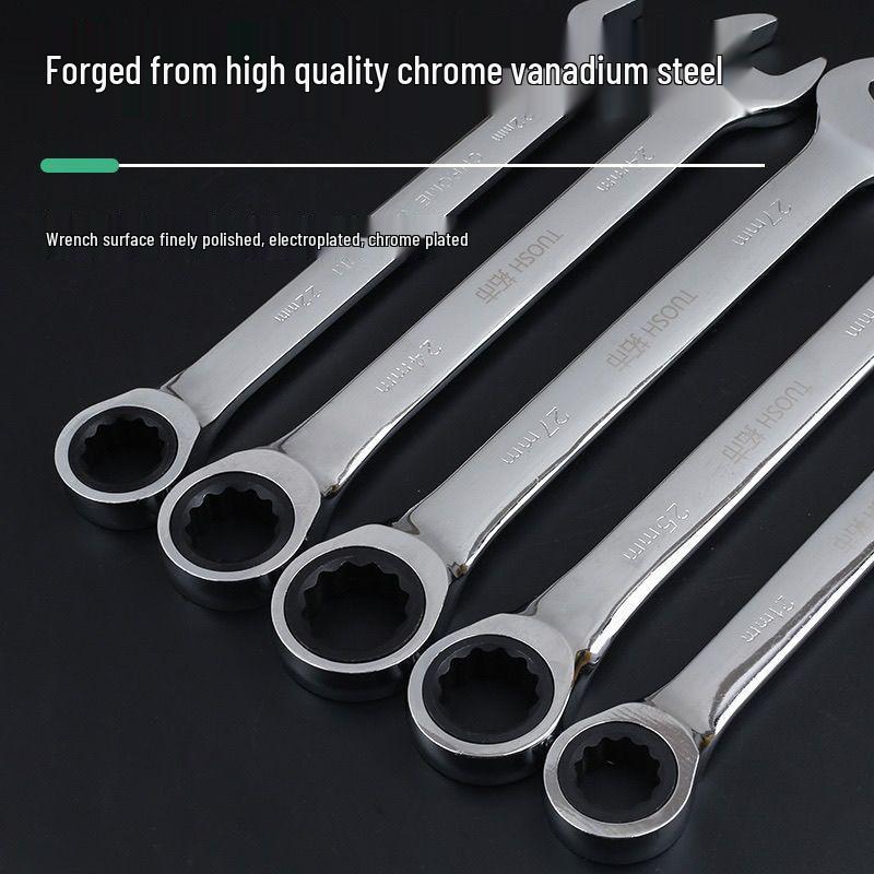 72-Tooth Dual-Ended Ratchet Wrench: Quick Spline, Bidirectional Multi-Function Auto Repair Tool Set