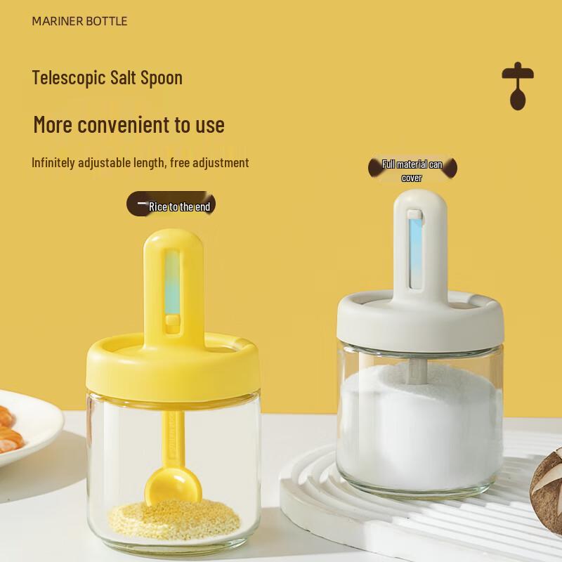 BDO Telescopic Glass Seasoning Jar with Integrated Spoon Lid