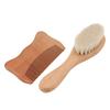 Drewniany Zestaw Szczotki i Grzebienia do Włosów Niemowlęcych do Kąpieli Dziecka Drewniany Grzebień Szczotka z Wełny Męska do Stylizacji Włosów na Olejek Szczotka do Brody