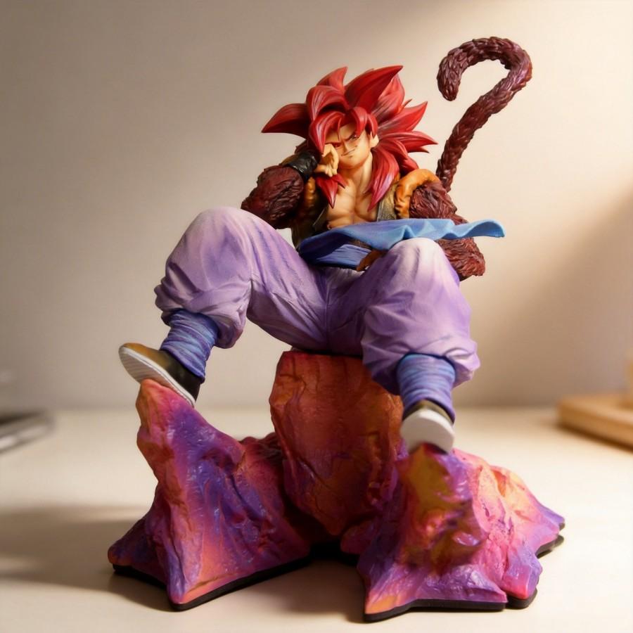 Dragon Ball Super Saiyan 4 Gogeta Sitting Pose Figure 24cm PVC Statue with Rock Base Anime Collection Toy Gift