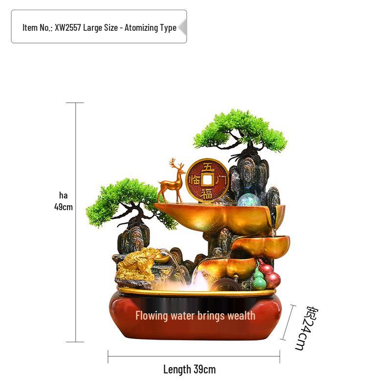 Feng Shui Wealth-Attracting Desktop Fountain with Treasure Bowl - Ideal for Home, Office, Shop Decoration.
