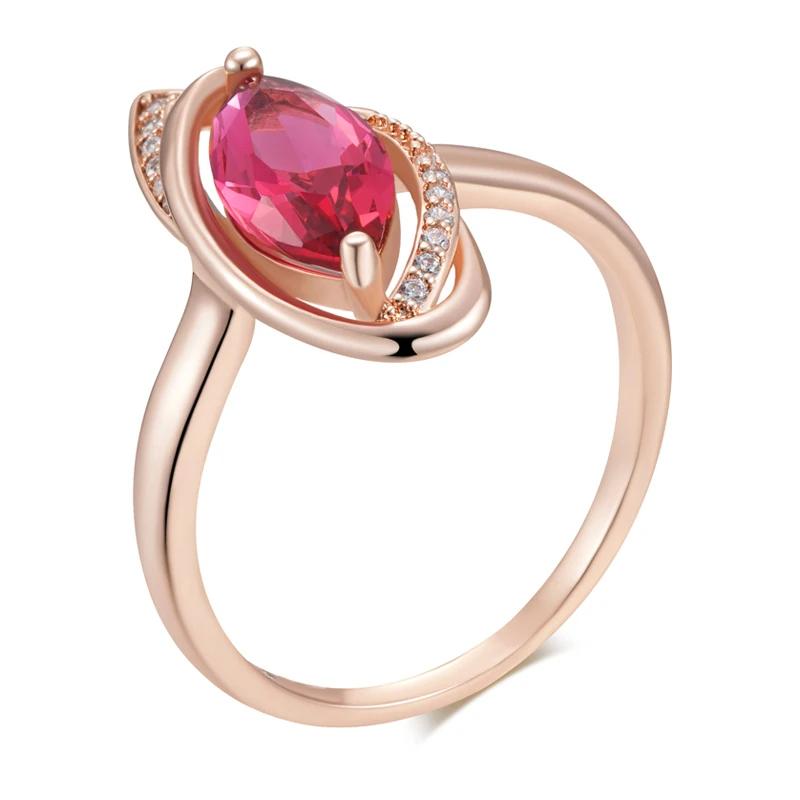 

Элегантный геометрический дизайн розовые циркониевые кольца глянцевая золотая микро инкрустация белые циркониевые женские кольца свадебная вечеринка бижутерия 9 розовый