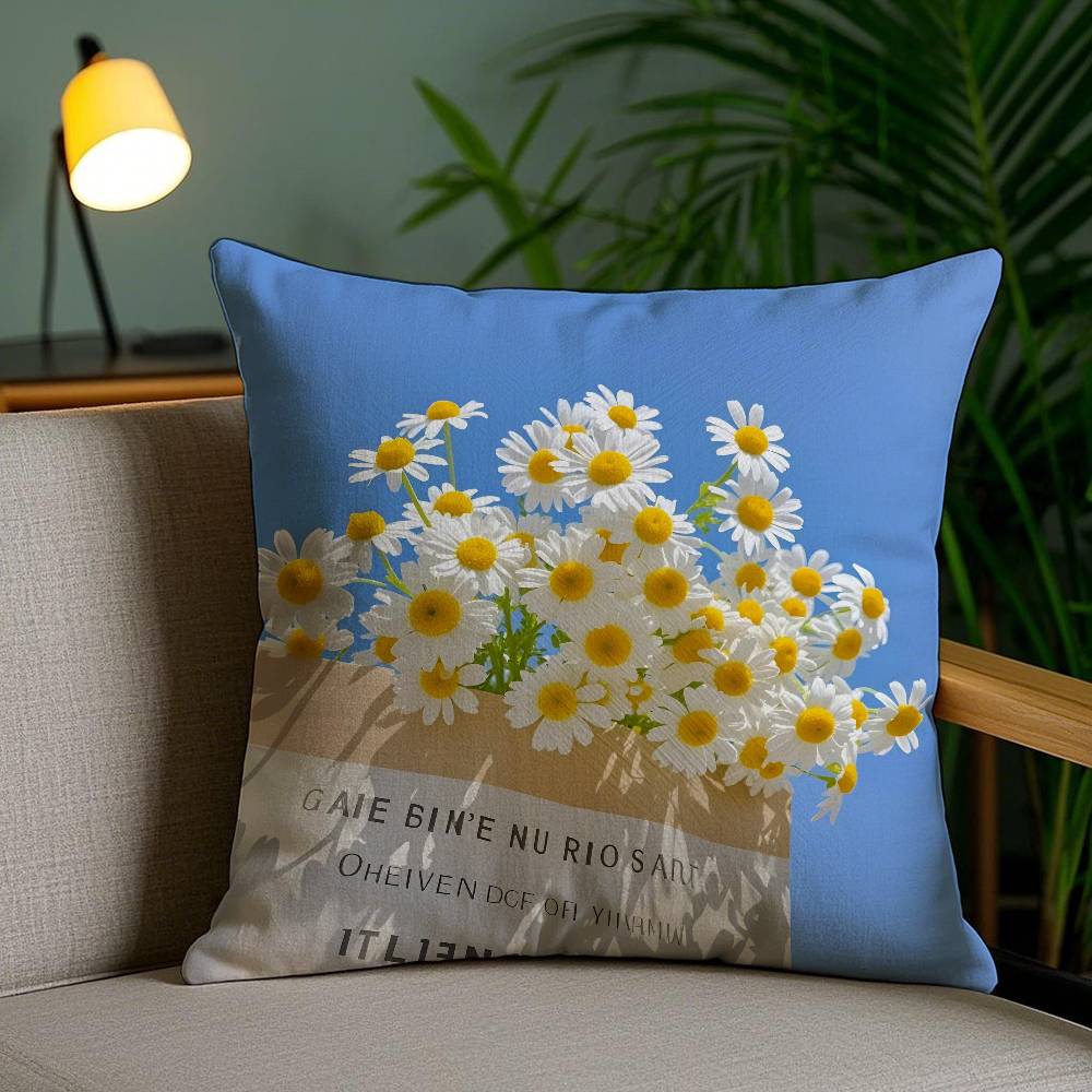 Symbole der Unschuld und Hoffnung Gänseblümchen Kissenbezug Milbenabweisender Kissenbezug Unsichtbarer Reißverschluss Seidig kurzer Plüsch Sofakissenbezug