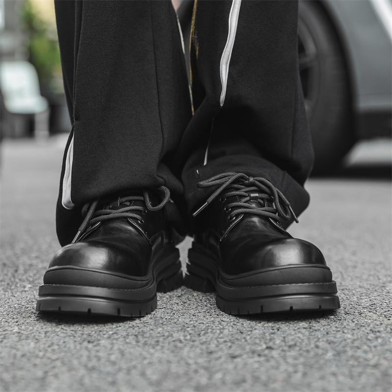 Fashion Thick soled Derby men's leather shoes Fashionable classic minimalist style Outdoor leisure business Adult quality wedding shoes