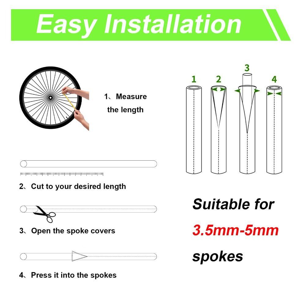72pcs Decorative 24cm Spoke Skins Universal Durable Bike Spoke Covers Colorful Spoke Sleeve Wheel Decoration