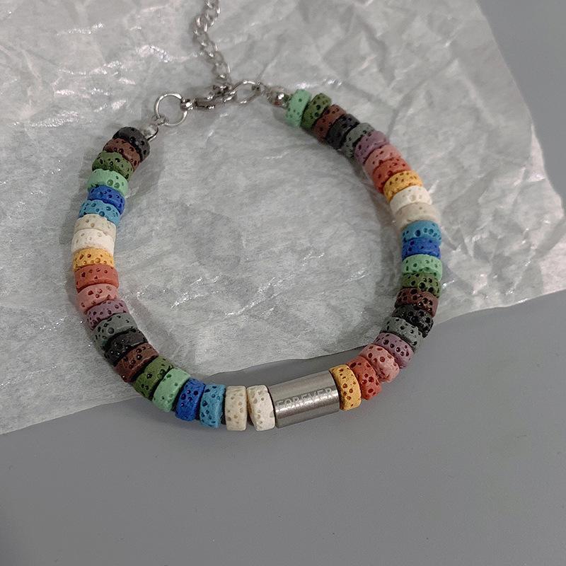 JYL TS Bracelet  Natural Stone Fortune Style Attracts Prosperity & Joy 6mm volcanic розы вэйл