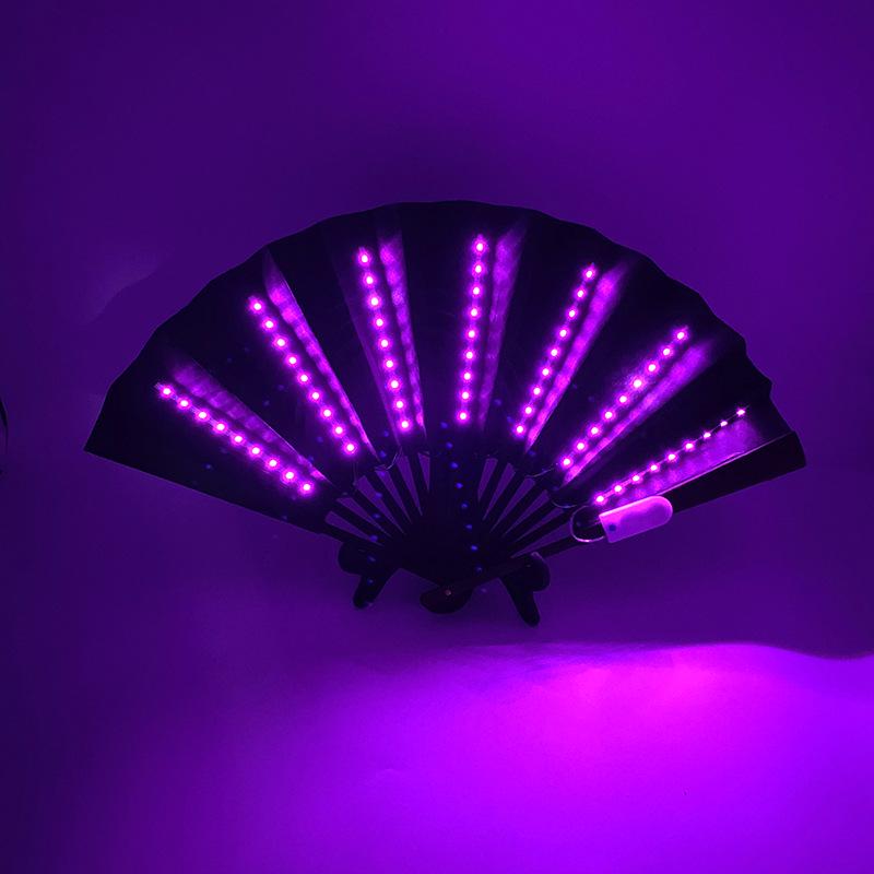 Rose Lace Edge LED Folding Fan - Wedding Gift & Dance Prop