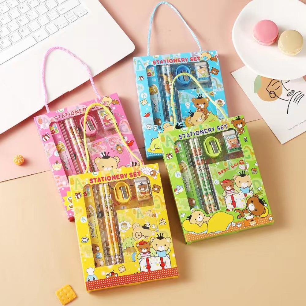 

Ластики, набор канцелярских принадлежностей для учебы, карандаши, подарок на день рождения для детского сада, новый набор канцелярских принадлежностей 6 в 1 синий