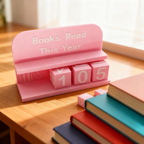 Yousheng 1 Set 3D Printed Reading Tracker Book Read This Year Counter with Number Blocks Reading Nook Decoration for Bookshelf Desk Reading Challenge