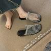 Ladies' Low Heeled Fishing Net Shoes with Hollowed Out Mesh Cover and Half Flip Flops for Women's Summer Outdoor Wear with Holes and Cool Slippers