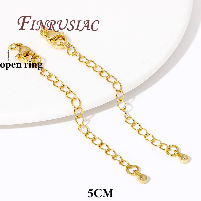 2/5/10Pcs 18K Gold Color Extension Extended Tail Chains with Lobster Clasps Connectors For Jewelry Making DIY Bracelet Findings