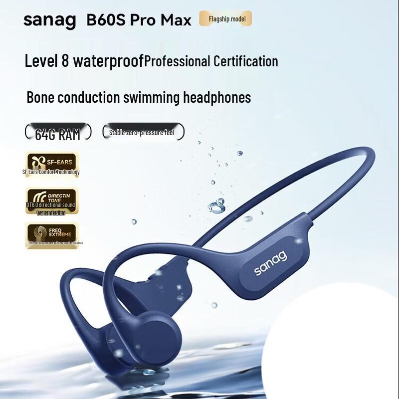 Sanag B60S Pro 64GB Bone Conduction Open-Ear Sports Headphones