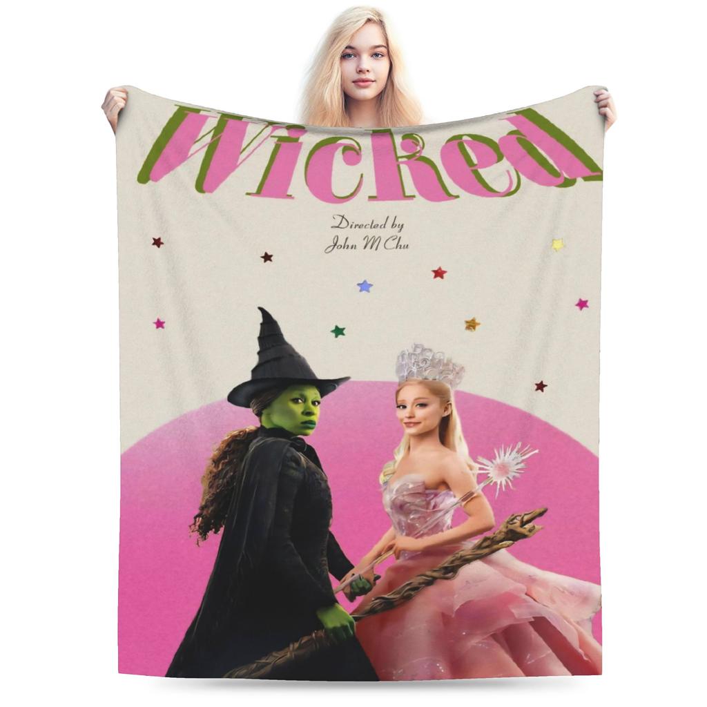 W-Wicked 2 Musical Movie Glinda Elphaba Blanket Warm Soft Street Trend Plush Throw Blanket Flannel Bedspread Bed Cover