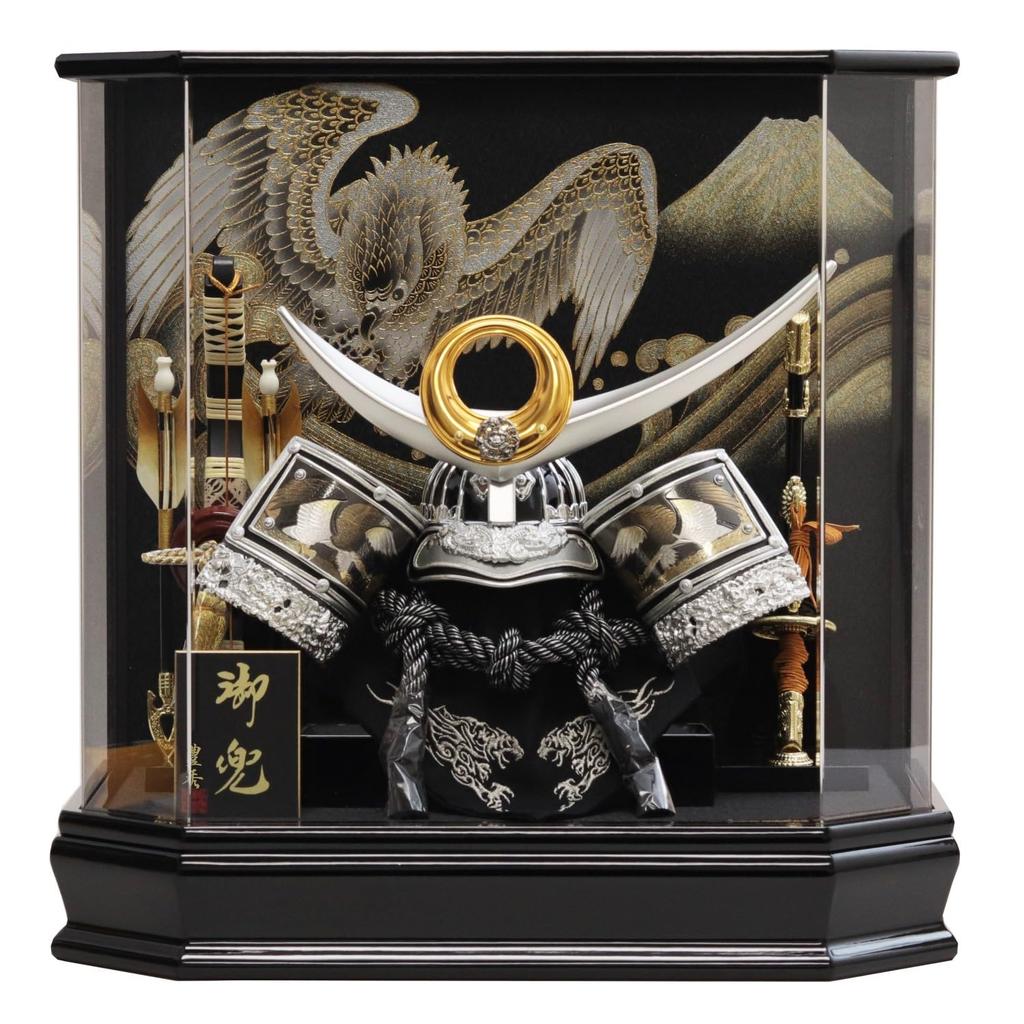 May Doll Helmet Case Decoration Uesugi Kabuto Hexagonal Acrylic Panorama Case Width X Depth X Height SP02512Z 43.5cm 28.5cm 43.5cm