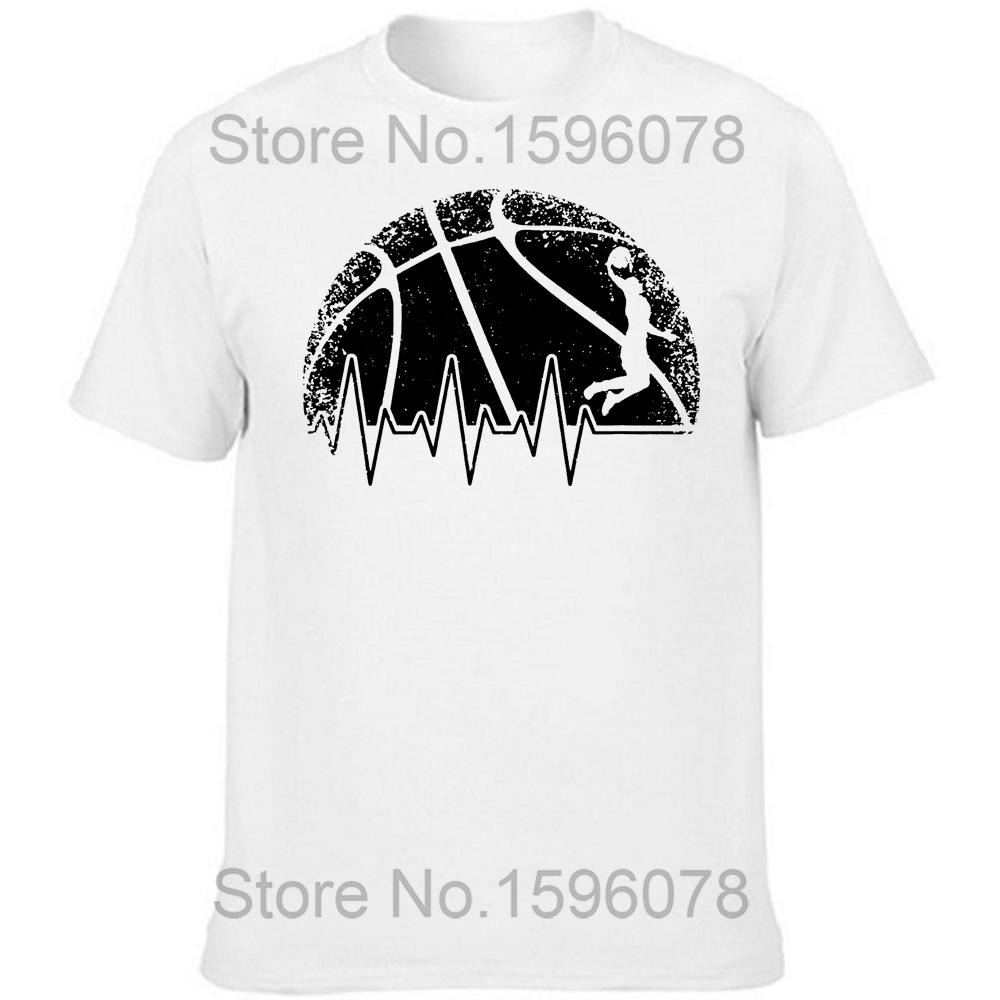 Funny Basketball Heartbeat T Shirts Summer Style Graphic Cotton Streetwear Short Sleeve Basketball Lovers Gifts T-shirt Men