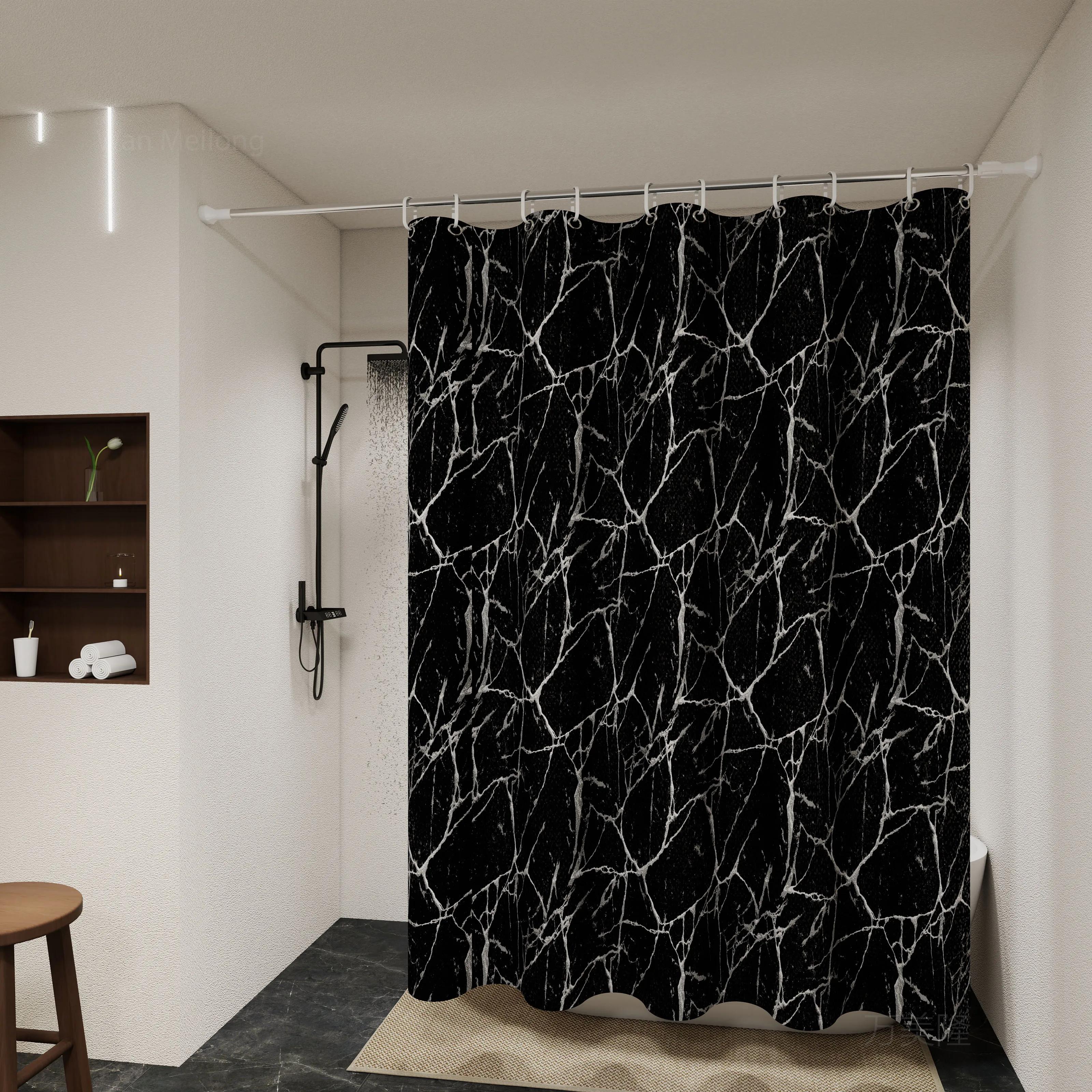 

Fashionable And Versatile Black Marble Bathroom Partition Curtain, Bathroom Shower Curtain, And Toilet Partition Shielding Curta W60H190(CM)-1 Pcs