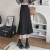 Schwarzer High-Waist-Fischschwanzrock für Damen – Slim Fit, mittellang, birnenförmig, Frühling & Herbst 2024.