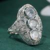 Gorgeous CopperColor Inlaid White CZ Women's Ring Geometry Daily Wear Party Jewelry