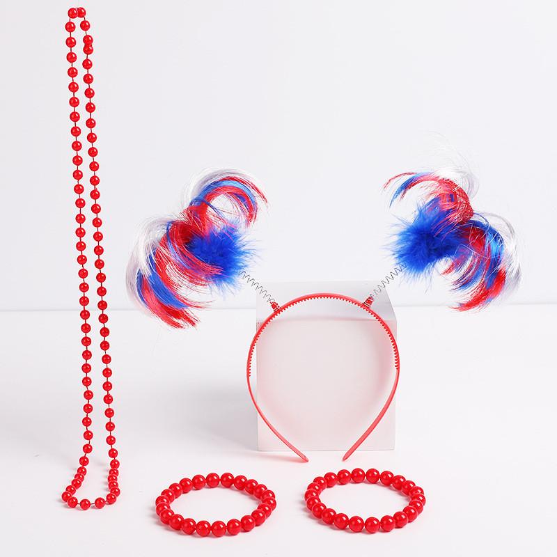 1980s Celebration Headgear Set With Feather Wigs And Jewelry For Seasonal Festivities