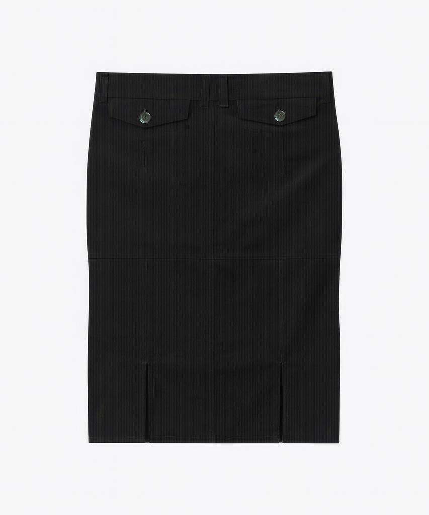 Woldeudillema Slit Corduroy Pencil Skirts (Black)