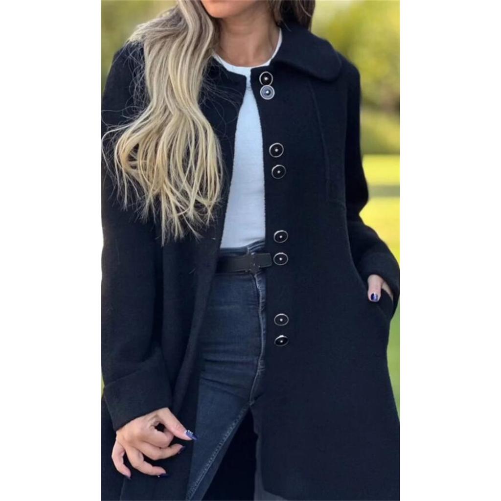 2025 Autumn Winter Fashion Wool Blend Coat Women's Single Breasted Warm Outerwear with Fleece Lining
