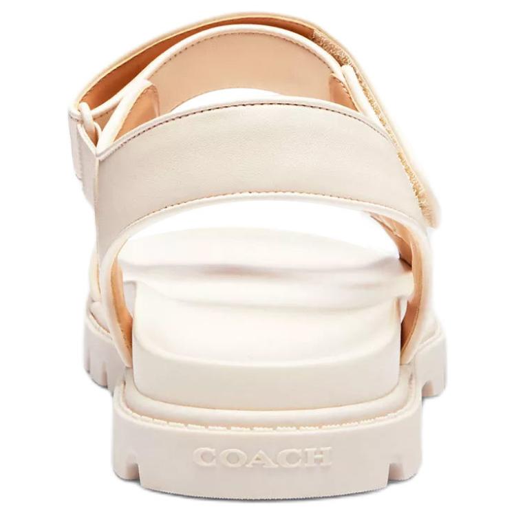 Coach Sport Leather Open Toe Flat Slide Sandals Women Sandals Chalk-White CAP70-CHK