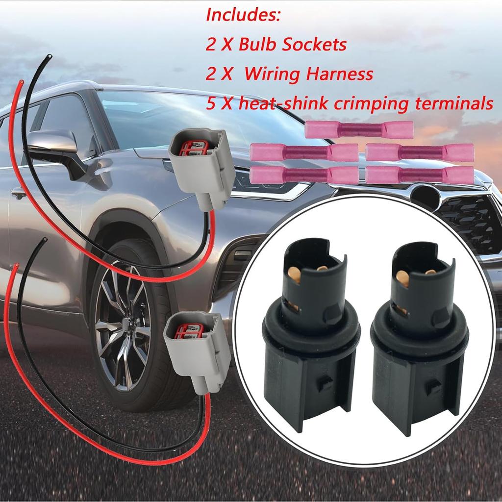 2 Pcs Side Marker Light Park Lamp Bulb Socket Wiring Harness Connector Pigtail Plug for Ford Mustang 2005-2023 Ranger 2019-2023 Maverick 2022-2024