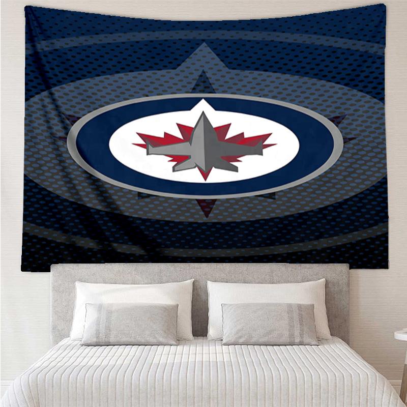 Winnipeg Crest Hockey Tapestry, Unique Design Tapestry, Wall Decor for Bedroom,Livingroom, Playroom,Heartwarming Fan Holiday Gifts