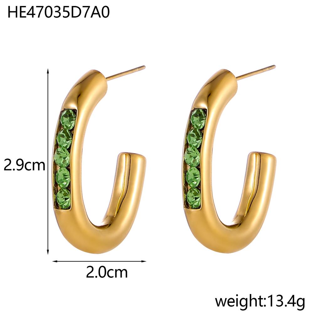 CARLIDANA Vintage and Unique Plain Ring Inlaid with Imitation Pearl Fashion Zircon Jewelry Titanium Steel Gold-plated Earrings