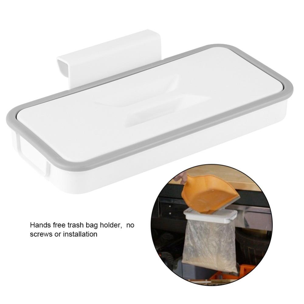 White Garbage Waste Holder PP Portable Garbage Bag Holder Cabinet Door Holder For Cupboard