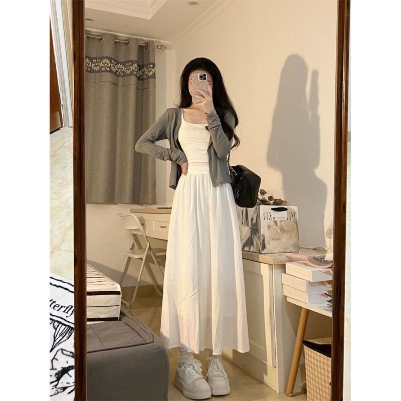 2025 Early Autumn Women's Three-Piece Set: Cardigan, Camisole, and Slimming Skirt