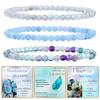Women's Natural Stone Bracelet Set: 4mm Chalcedony, Aquamarine, Fluorite & Pink Zebra Crystals