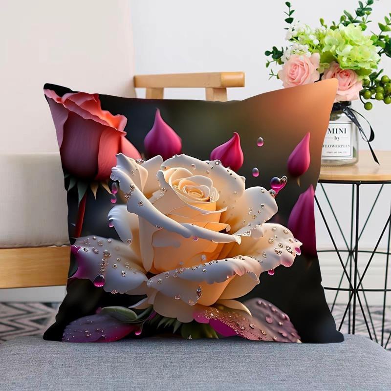 Rose Pillowcase Dormitory Decoration Office Living Room Sofa Home Pillowcase