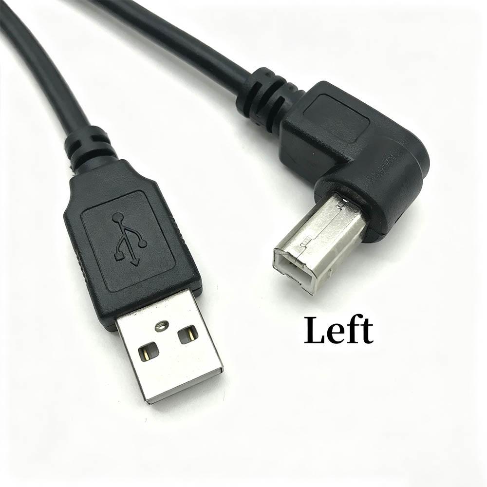 Straight Type A Male to 90 Degree Angled Type B Male USB 2.0 Data Cable Up/Down/Left/Right Angle Options for Printer Scanner 1m