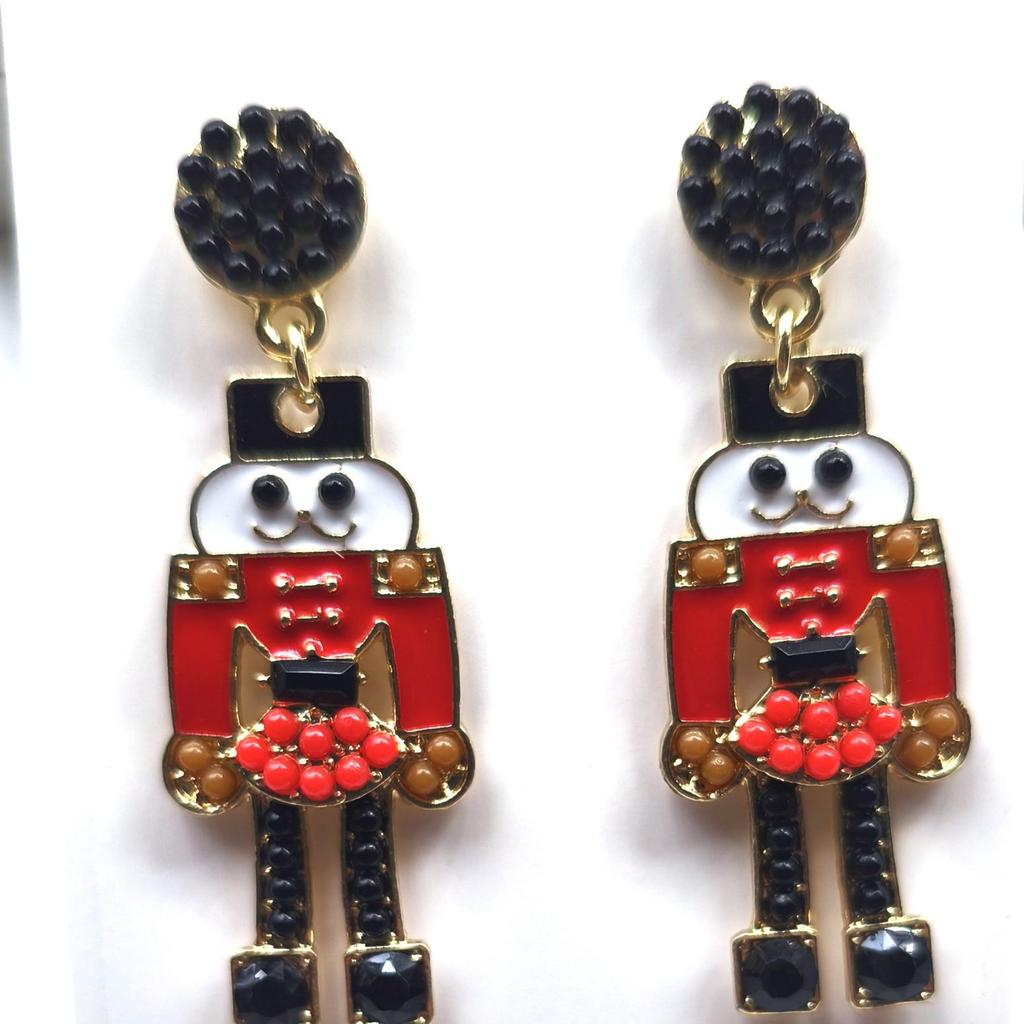 Handmade Christmas Tree & Star Bead Earrings