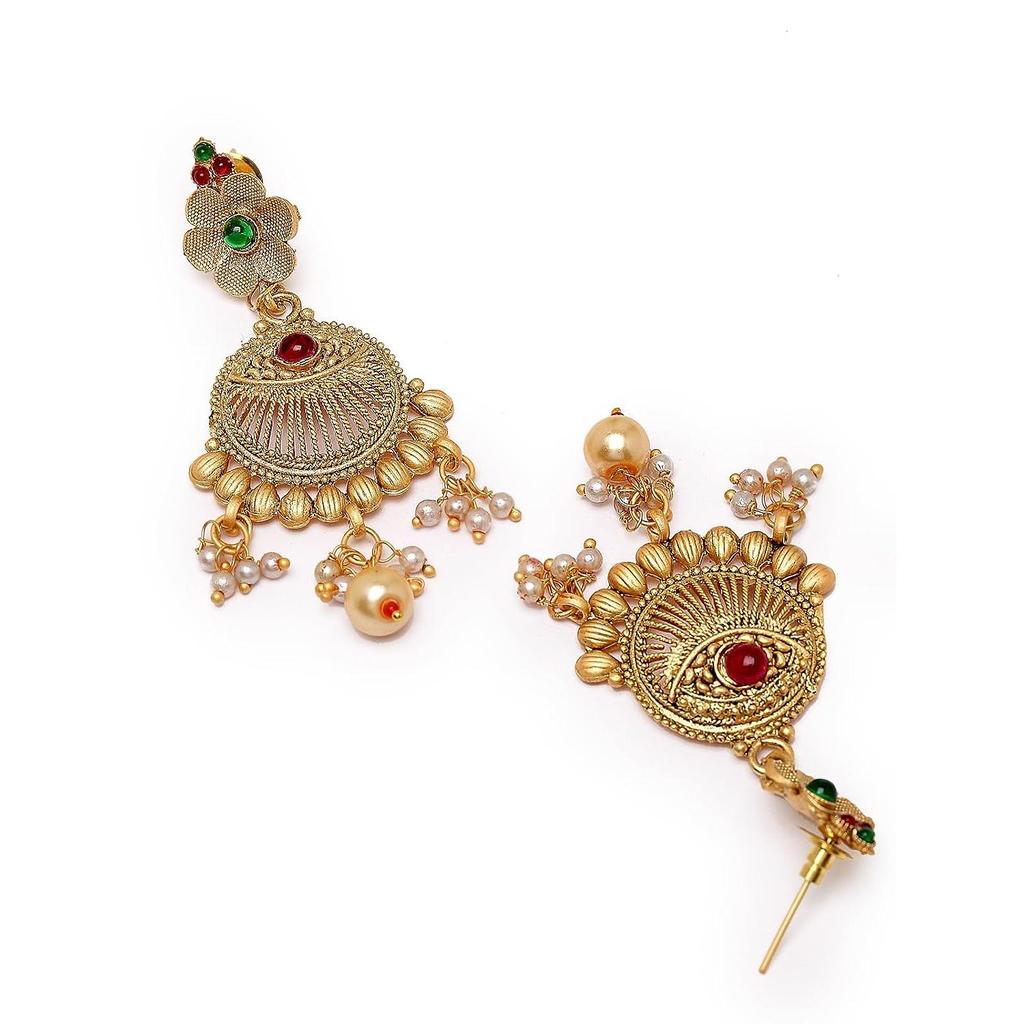 Gold Plated Necklace Kundan Studded Multistring Necklace Set For Women