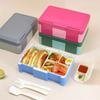 1450ml Bento Box Tragbare 4-Fächer Versiegelte Lunchbox mit Löffel Gabel Mikrowellenheizung Bento Box Kinder Lebensmittel Bento Behälter