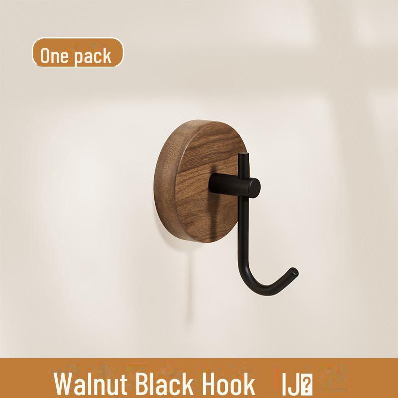 Solid Wood Walnut Door Hook - Punch-Free Adhesive Wall Hanger