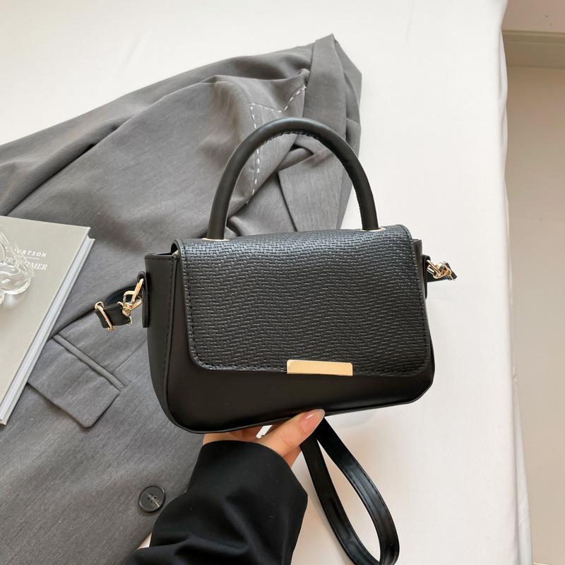 2025 new trendy casual popular texture splicing fashionable simple solid color foreign style shoulder crossbody small square women's bag