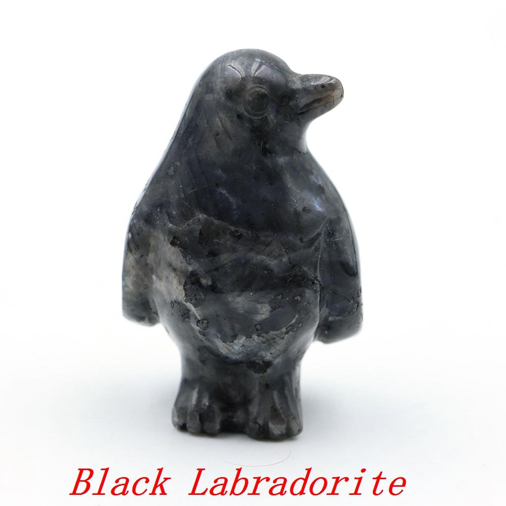 Cute Penguin Statue Natural Amethyst Rose Quartz Healing Crystals Stones Carving Reiki Animal Figurines Crafts Room Decoration