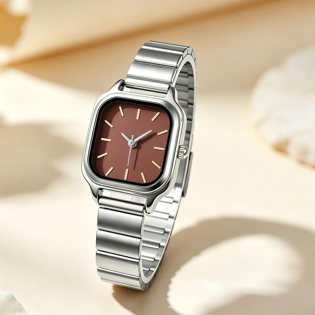 Vintage Square Quartz Watch for Women Band Minimalist Ladies Wristwatches