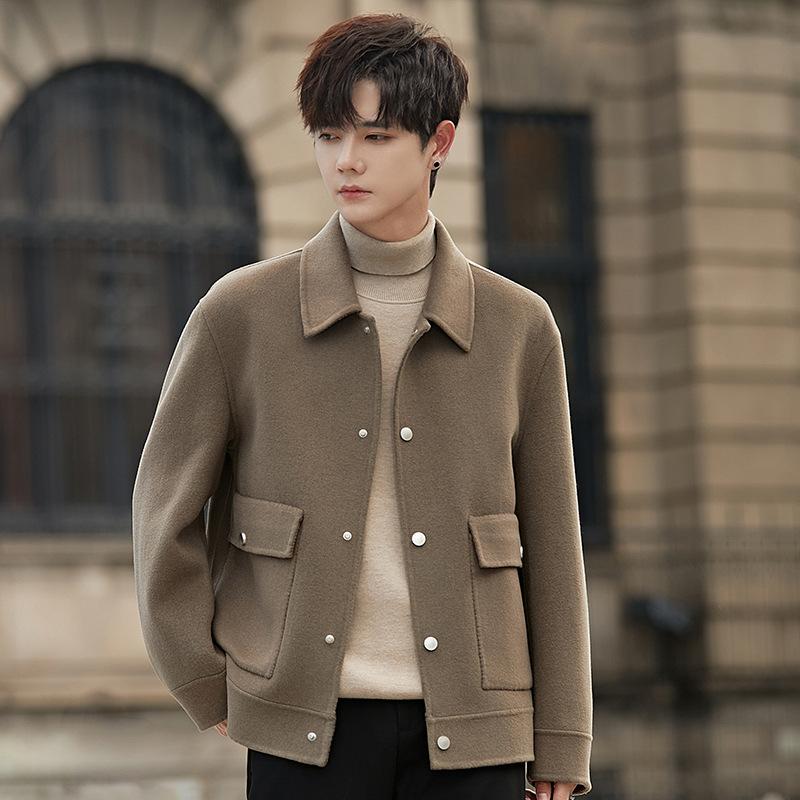 

Пальто мужское весна и осень новая высококачественная шерстяная куртка недвусторонняя шерстяная кашемировая зимняя одежда M дубильная кора