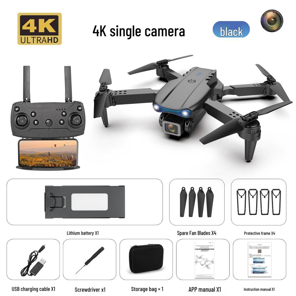 E99 Folding Drone with 4K Dual Cameras: Four-Axis Aerial Photography, Fixed Height, Remote Control Airplane Toy K3.