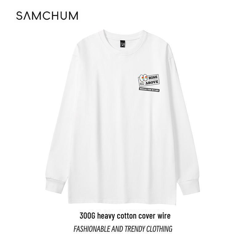 2025 Neues schweres 300 g amerikanisches lässiges doppelseitiges Fleece-Rundhals-Langarm-Shirt mit lockerer Bodenbildung