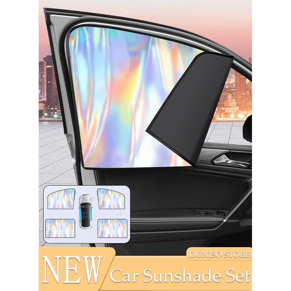 Car Side Window Sun Shade Set 4 Pack Universal Magnetic Car Curtain with Blocks UV Rays Automotive Window Sunshades Window Sunshades Privacy Curtains