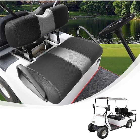 Golf Cart Front Seat Covers Fit EZGO TXT 1994-2013, Washable Breathable Air Mesh Cloth Adjustable Seat Cover for Golf Cart, Black and Gray