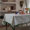 Tablecloth Christmas Holly Leaf Bronzing Berry Print Festive Table Cloth Cover Coffee Table Rectangle
