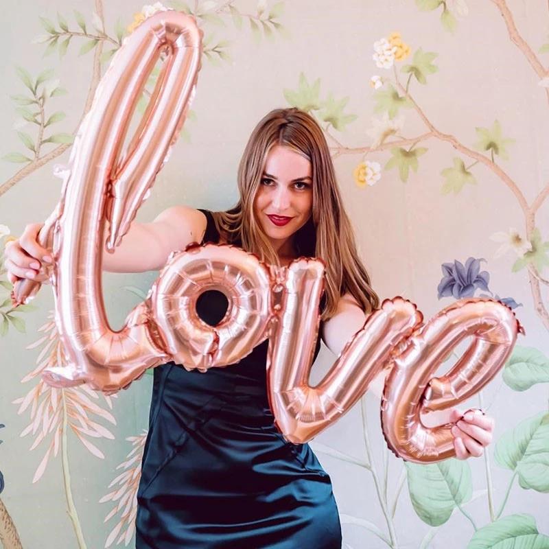 Red Ligatures Love Letter Foil Balloon Wedding Valentines Anniversary Party Decoration Wife Lover Romantic Props Surprise Gift